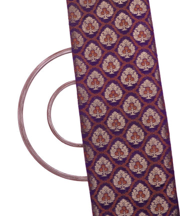 purple tree pattern chanderi silk fabric